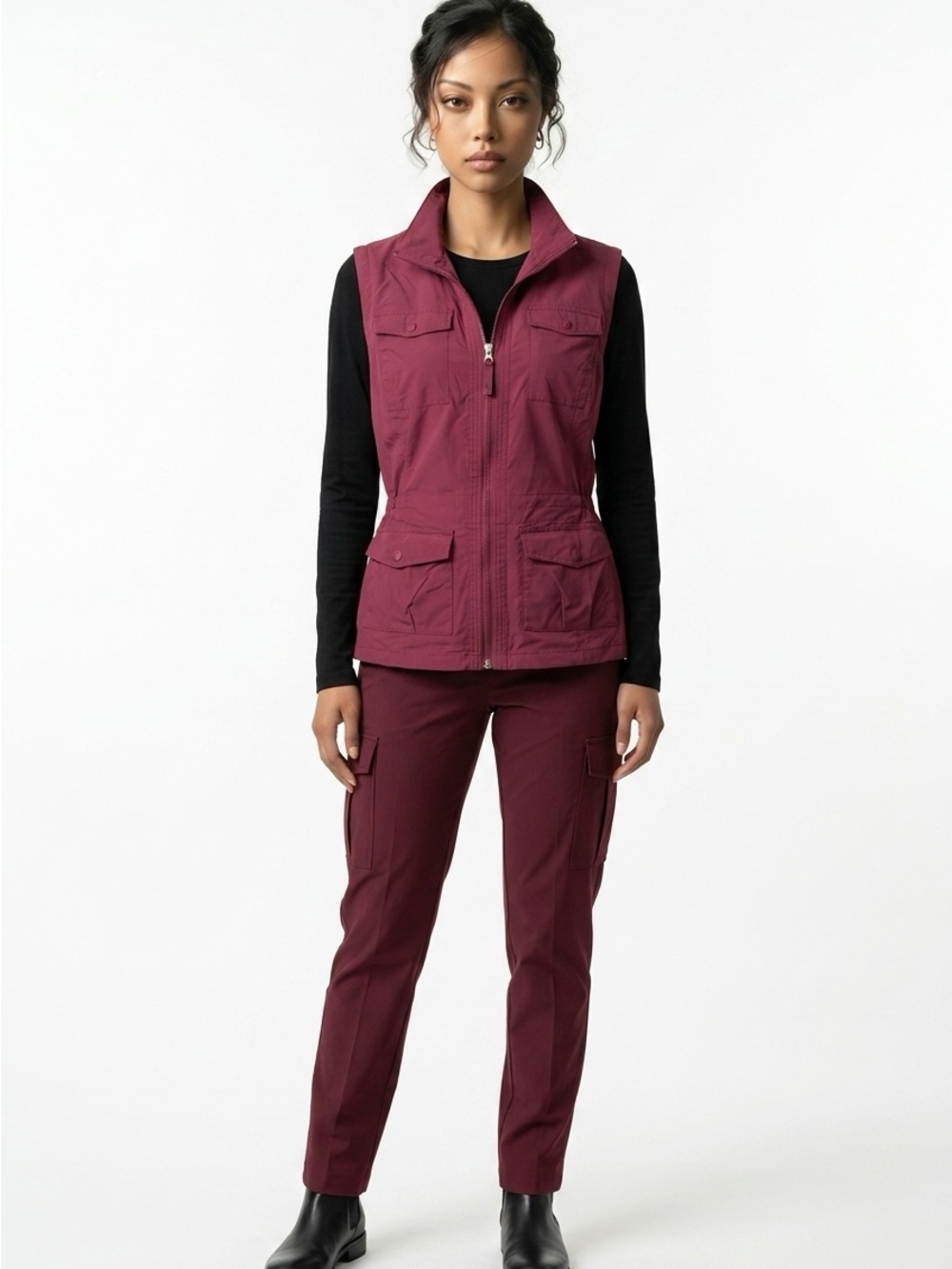 Eddie Bauer Berry Zip-Front Utility Vest
